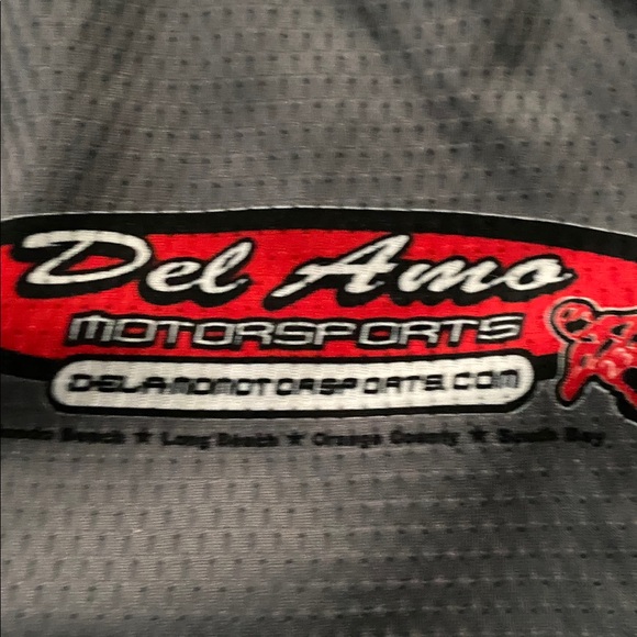 Gray and Black Racing Polo Shirt with Red and Blue Stripes xl - Picture 2 of 4